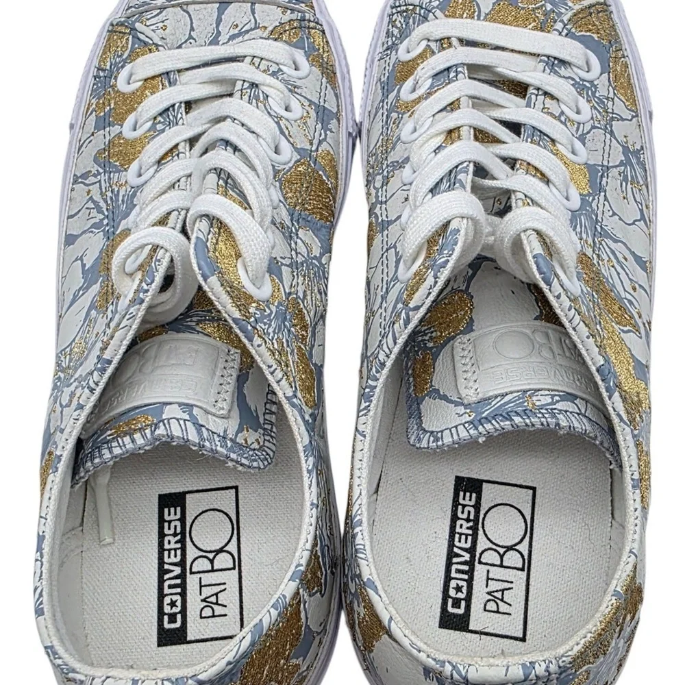 CONVERSE x Patbo leather floral metallic gold Chuck Taylors SIZE 8 womens - Picture 3 of 5